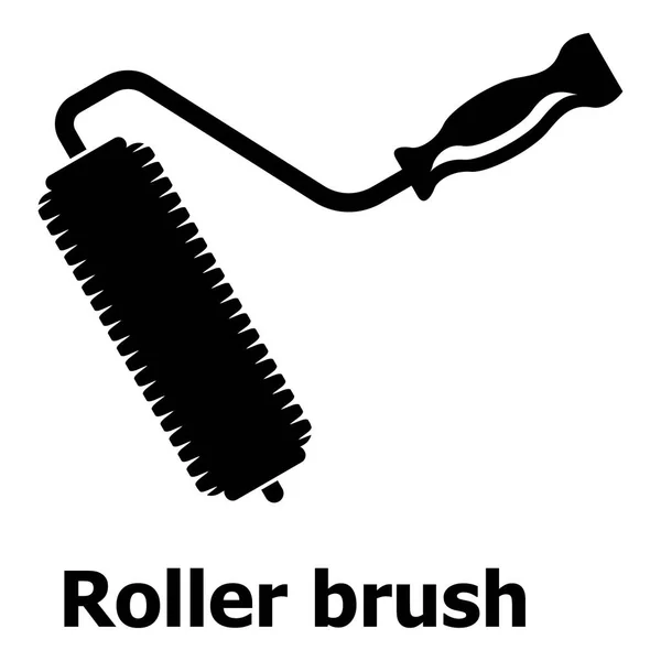 Roller brush icon, simple black style — Stock Vector