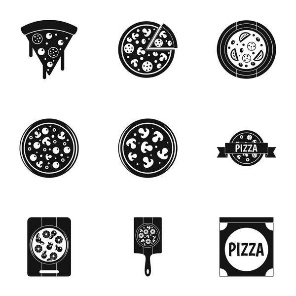 Νόστιμη πίτσα εικόνες set, απλό στυλ — Διανυσματικό Αρχείο