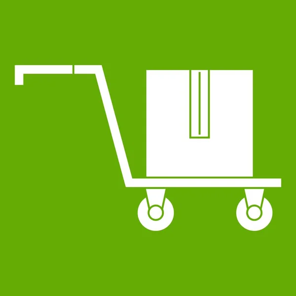 Leverans vagnen med box ikon grön — Stock vektor
