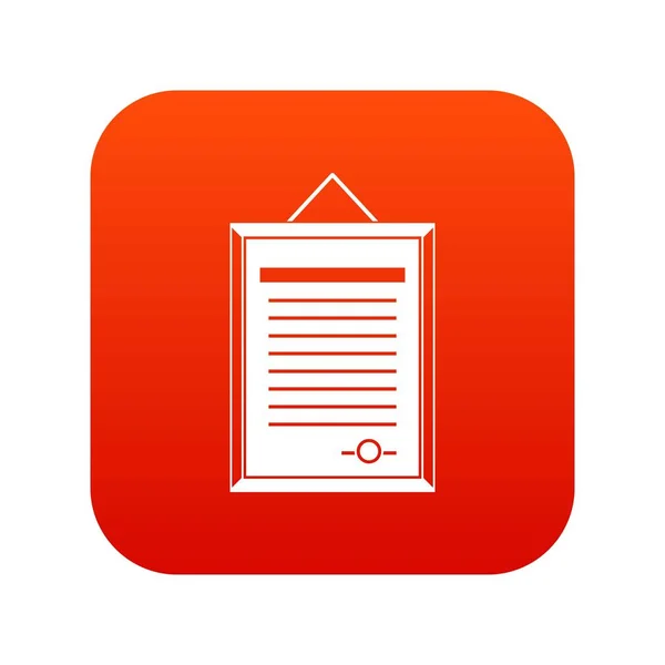 Sertificate icon digital red — Stock Vector