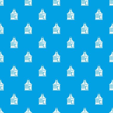 Küçük ev desen kesintisiz mavi