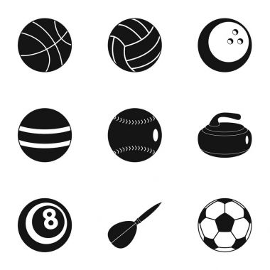 Oyun ekipmanları Icons set, basit tarzı