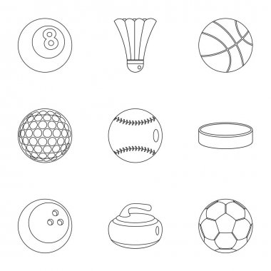 Spor oyun Icons set, anahat stili