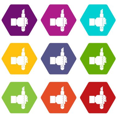 Renk altı yüzlü el hoding inşaat yardımcı programı bıçak simgesi ayarla