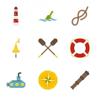 Deniz Icons set, düz stil