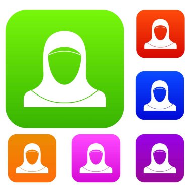 Müslüman kadınlar hijab giyen koleksiyonu ayarla