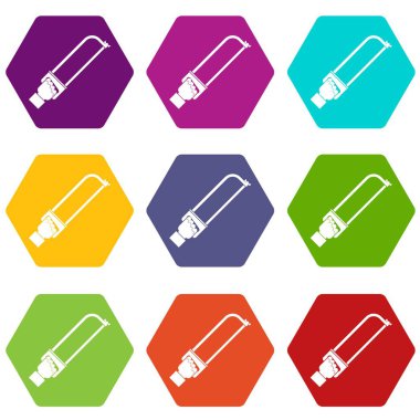 Spatula aracı simgesini ayarla renk altı yüzlü tutan el