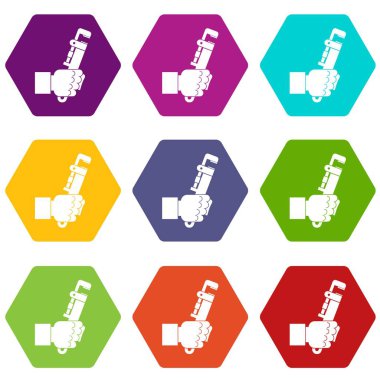 Adam el simgesi ayarla renk altı yüzlü demir testeresi