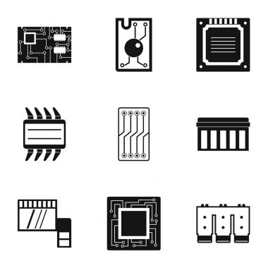 İşlemci Icons set, basit tarzı