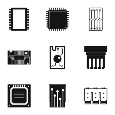 Mikroçip Icons set, basit tarzı