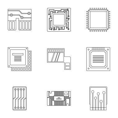 Donanım Icons set, anahat stili