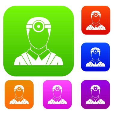 Göz doktoru kafa ile ayna koleksiyonu ayarla