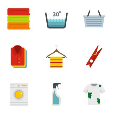 İç çamaşır Icons set, düz stil