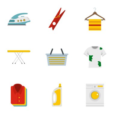 Icons set Ütü, düz stil