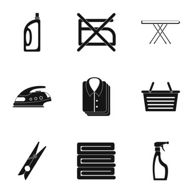Çamaşırhane Icons set, basit tarzı