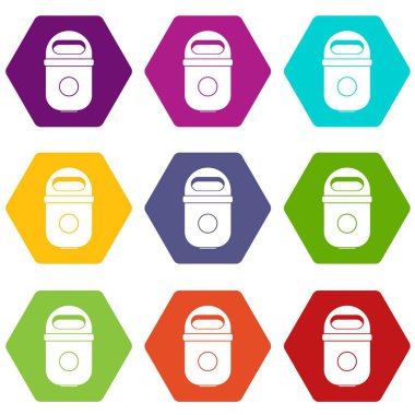 Renk altı yüzlü çöp kutusu simgesini ayarla