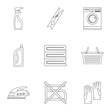 İç çamaşır Icons set, anahat stili