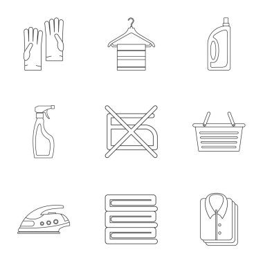 Icons set Ütü, anahat stili