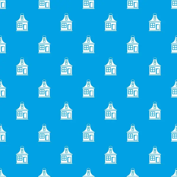Petite maison motif sans couture bleu — Image vectorielle