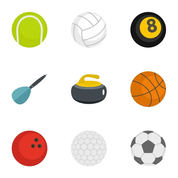 Conjunto de iconos de bola, estilo plano — Vector de stock