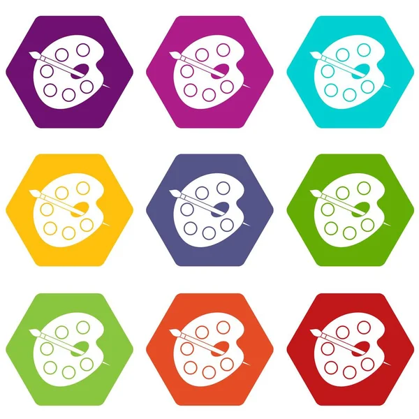 Paleta icono conjunto hexaedro de color — Vector de stock