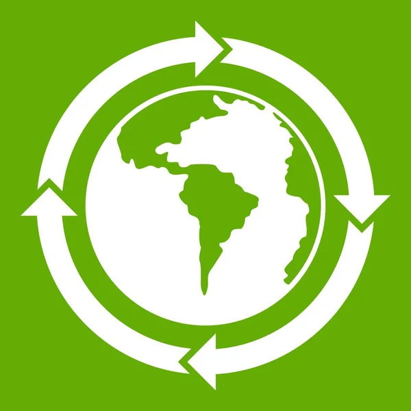 Runda pilar runt världen planet ikonen green — Stock vektor