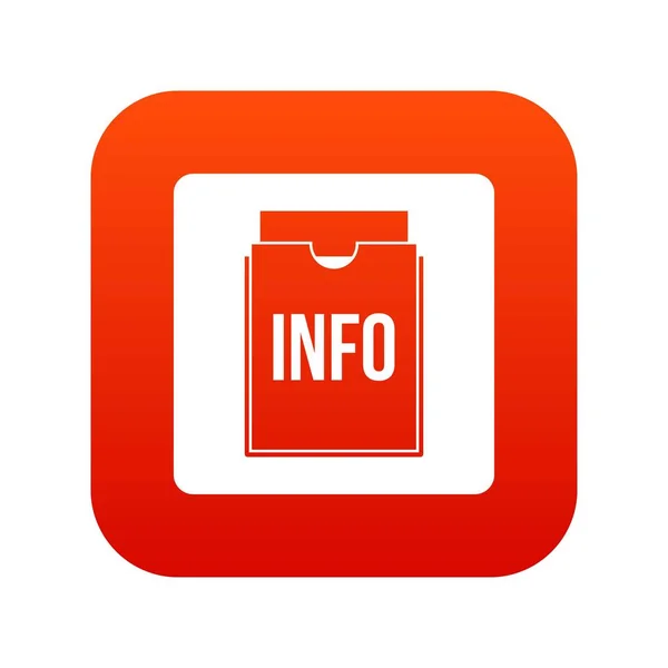 Info folder icon digital red — Stock Vector