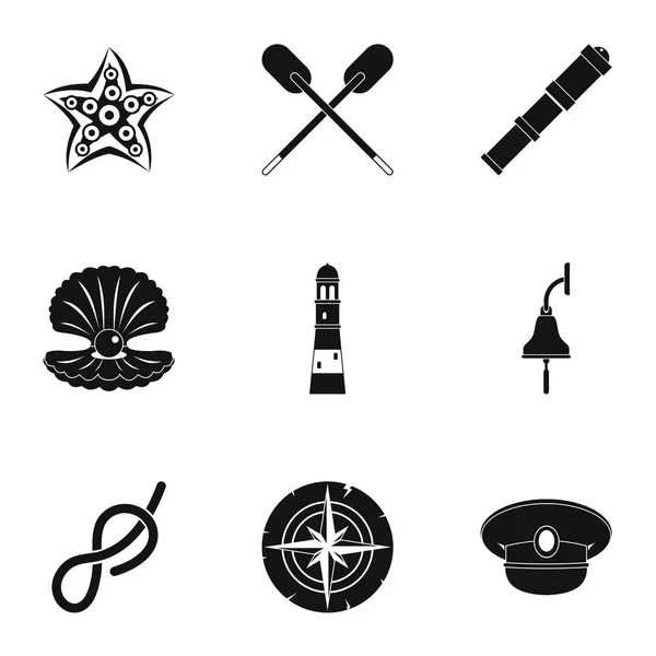 Conjunto de ícones do mar, estilo simples —  Vetores de Stock