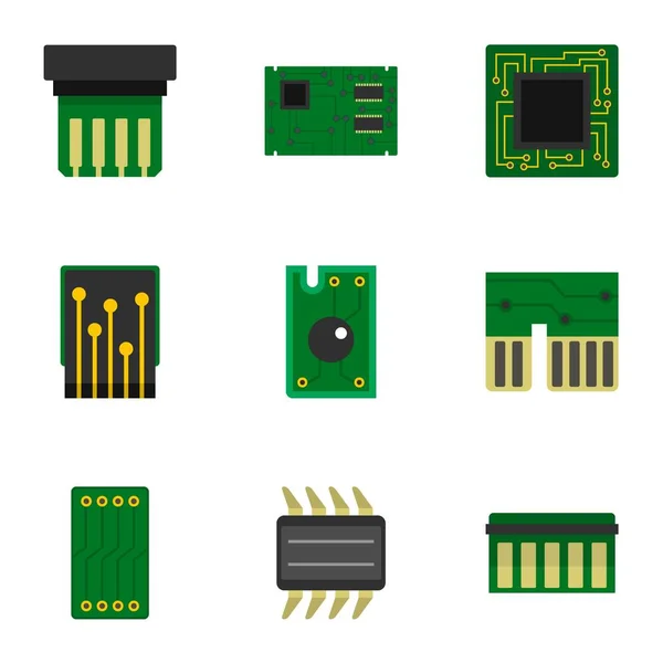 Conjunto de iconos de hardware, estilo plano — Vector de stock