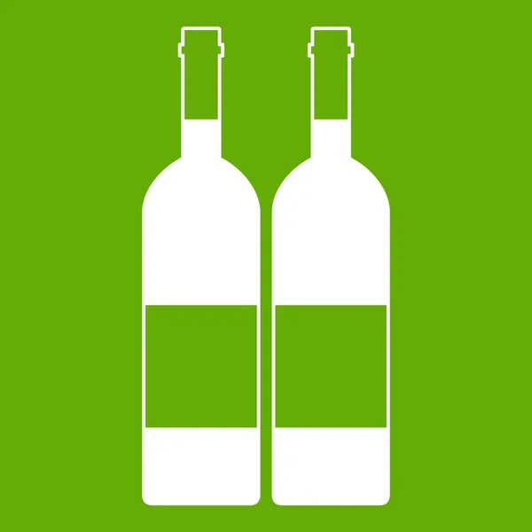 Two bottles of wine icon green — Stock Vector