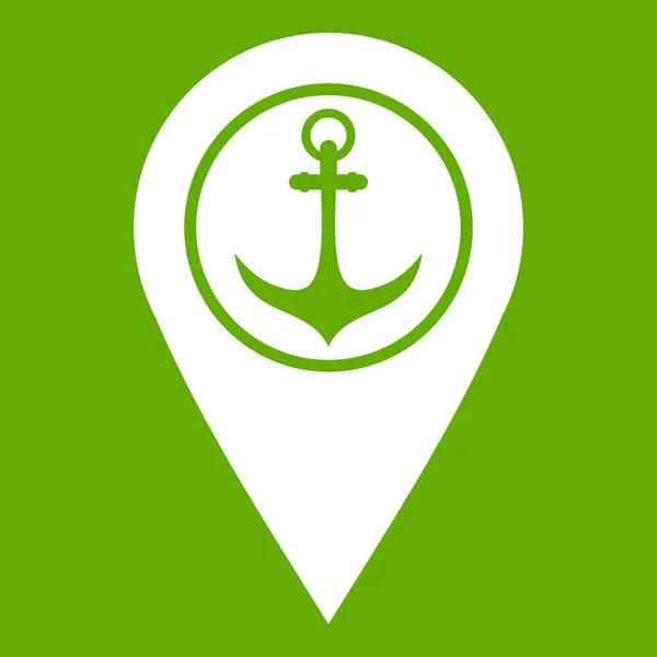 带有符号锚和海端口图标绿色地图指针 — 图库矢量图片