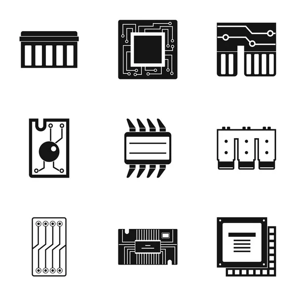 Conjunto de iconos de transistor, estilo simple — Vector de stock