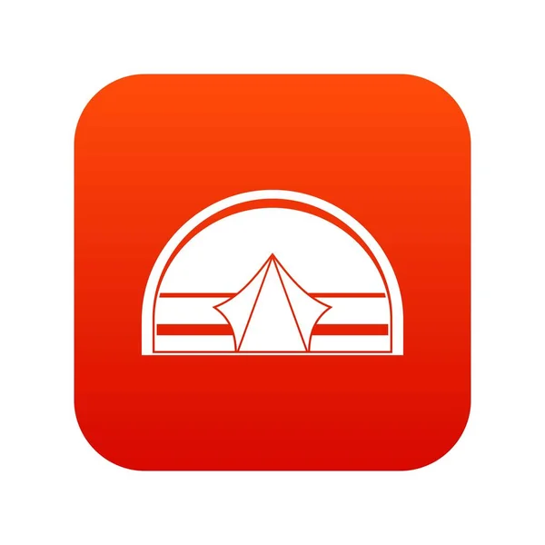 Полукруглый значок палатки цифровой красный — стоковый вектор
