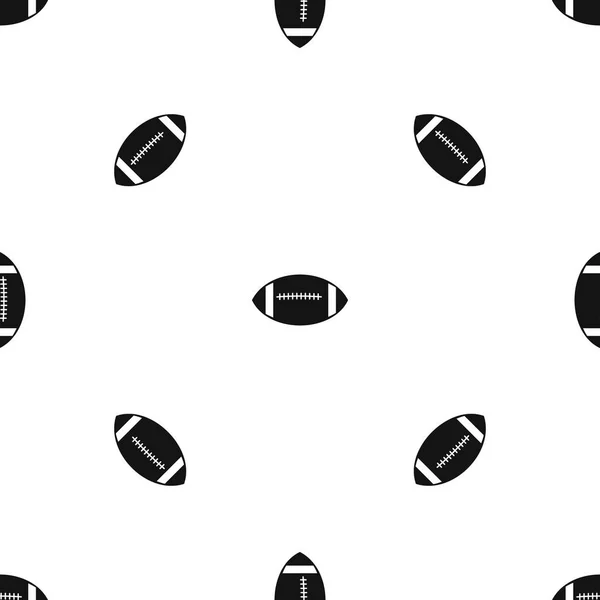 Rugby bola padrão sem costura preto —  Vetores de Stock