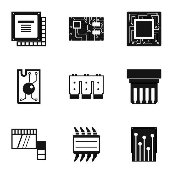 Conjunto de ícones Chip, estilo simples — Vetor de Stock