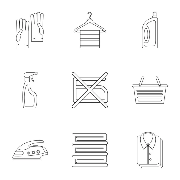 Ironing icons set, outline style — Stock Vector