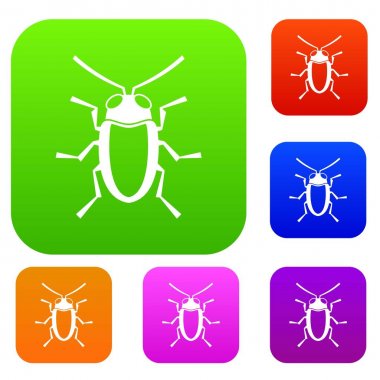 Longhorn böceği grammoptera koleksiyonu ayarla