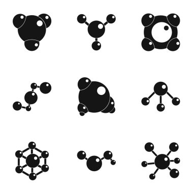 Moleküler bağlantı Icons set, basit tarzı
