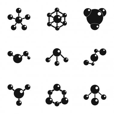 Kimyasal bağlantı Icons set, basit tarzı