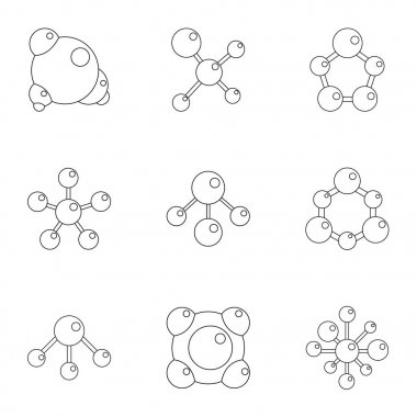 Moleküler bağlantı Icons set, karikatür tarzı