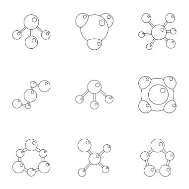 Kimyasal bağlantı Icons set, karikatür tarzı