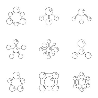 Moleküler kimya Icons set, karikatür tarzı