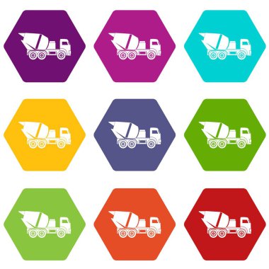 Mikser beton simge için binada renk altı yüzlü