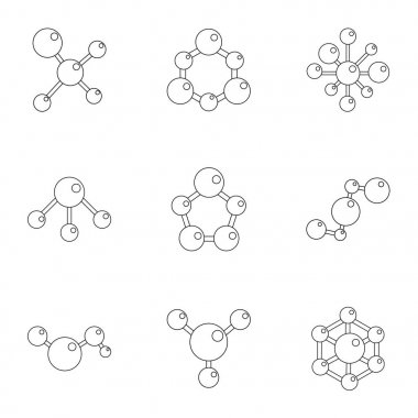 Moleküler yapısı Icons set, karikatür tarzı