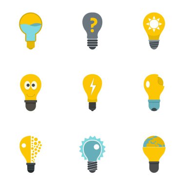 Ampul Icons set, düz stil
