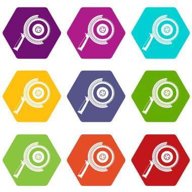 Daire renk altı yüzlü Icon set gördüm