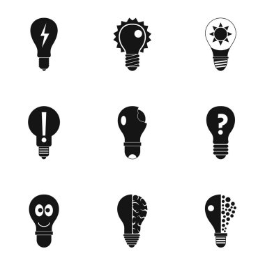 Akıllı ampul Icons set, basit tarzı
