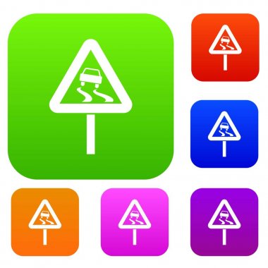 Yol işareti küme koleksiyon kaygan ne zaman ıslak