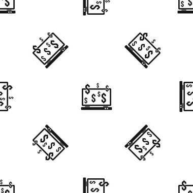 Bilgisayar monitörü ve dolar işareti sorunsuz siyah desen