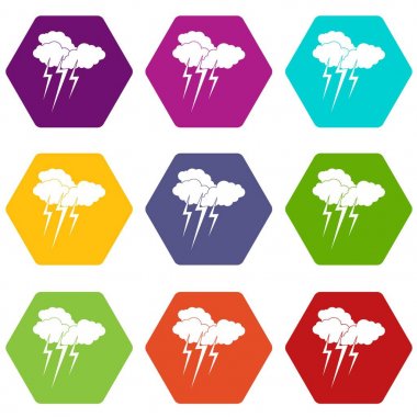 Lightning'ler simge kümesi renk altı yüzlü ile bulut